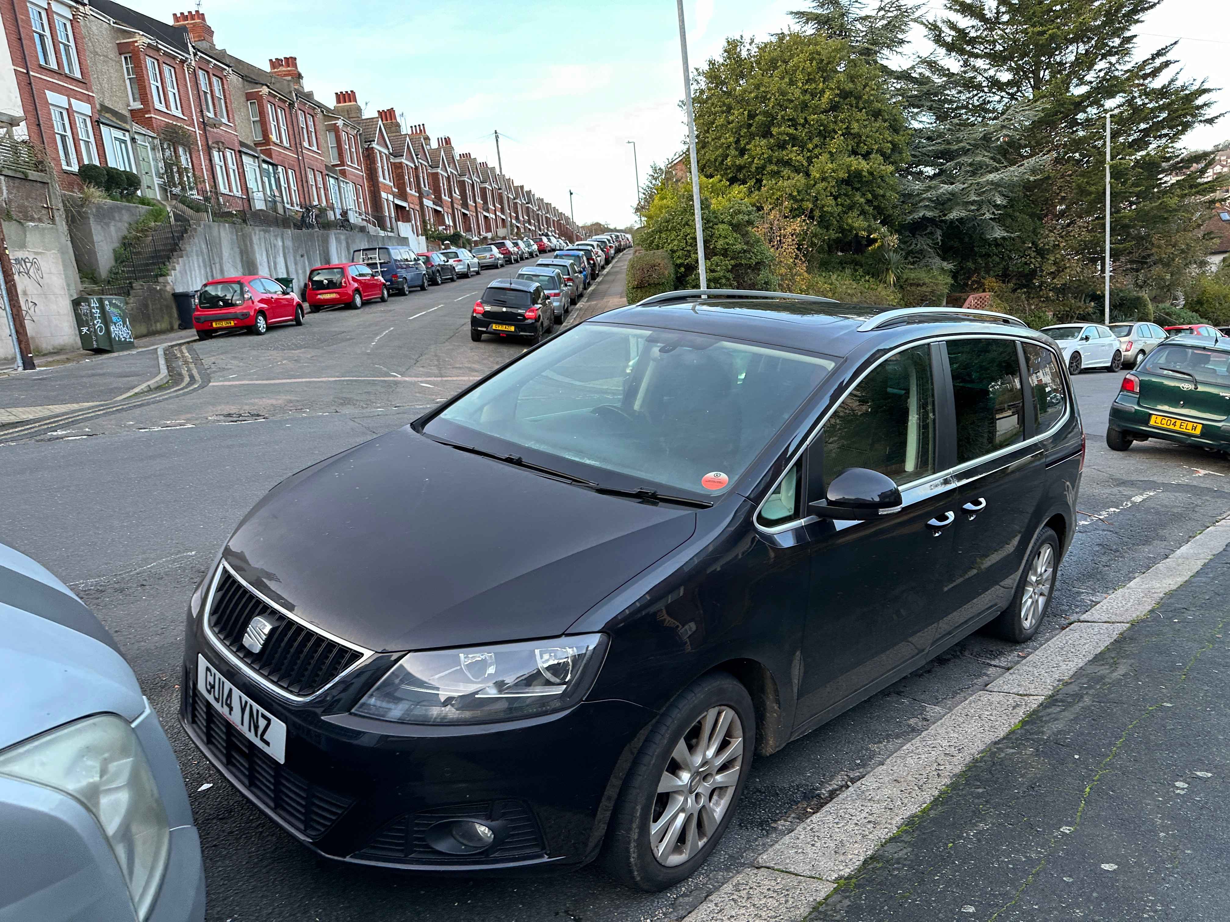 Photograph of GU14 YNZ - a black Seat Alhambra parked in Hollingdean by a non-resident. The second of two photographs supplied by the residents of Hollingdean.