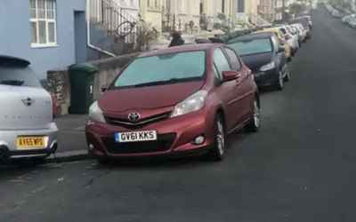 GV61 KKS, a Red Toyota Aygo parked in Hollingdean