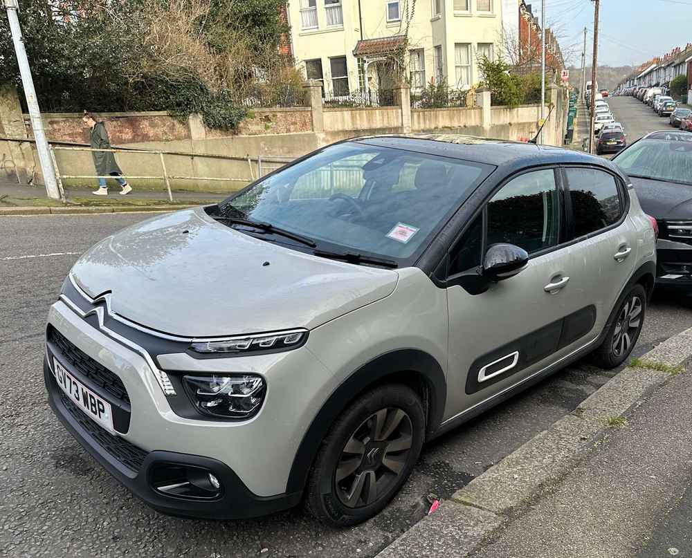 Photograph of GV73 WBP - a Grey Citroen C3 parked in Hollingdean by a non-resident who uses the local area as part of their Brighton commute. The fifth of twenty-five photographs supplied by the residents of Hollingdean.