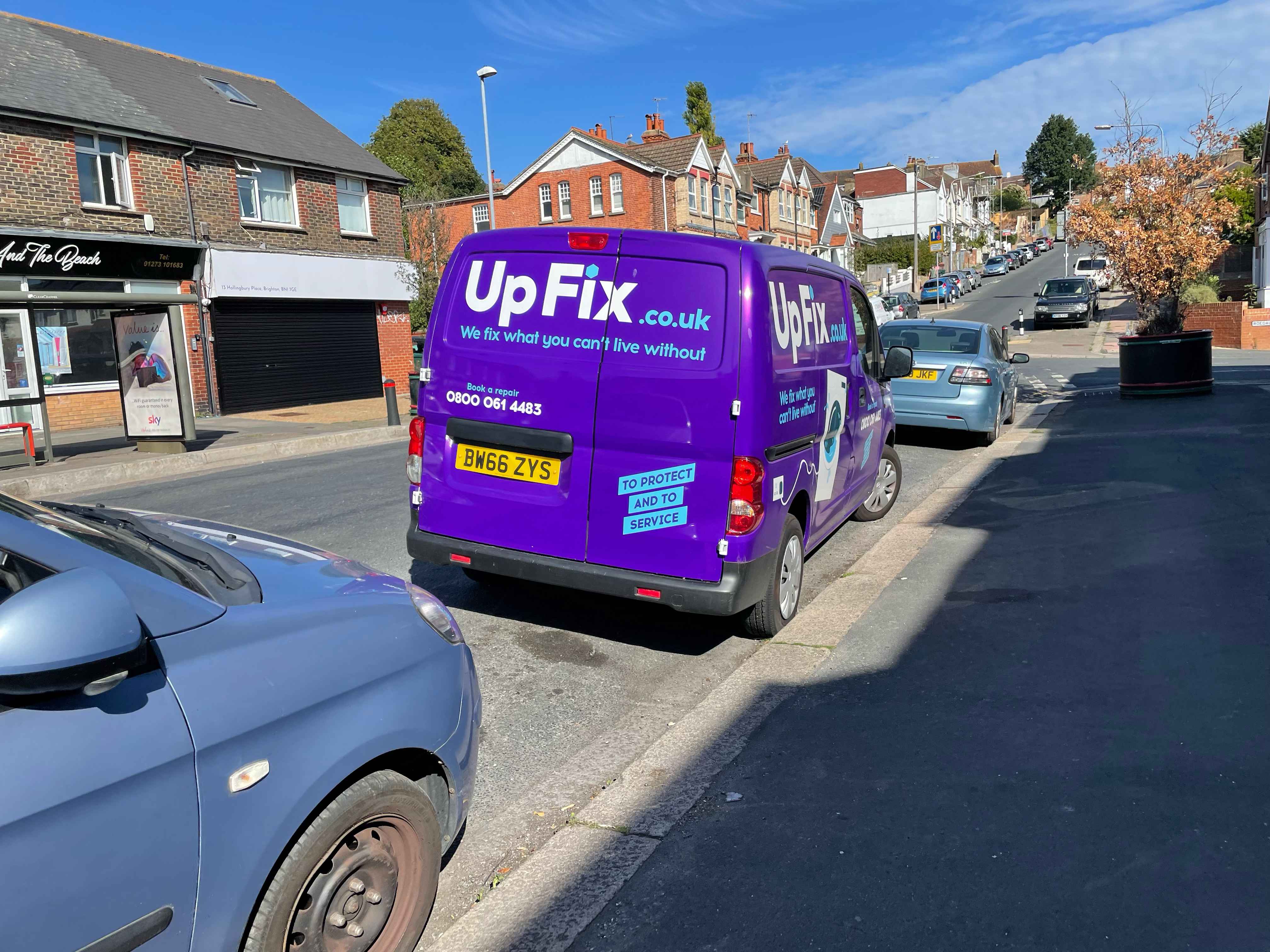 Photograph of BW66 ZYS - a Purple Nissan Nv200 parked in Hollingdean by a non-resident. The second of two photographs supplied by the residents of Hollingdean.