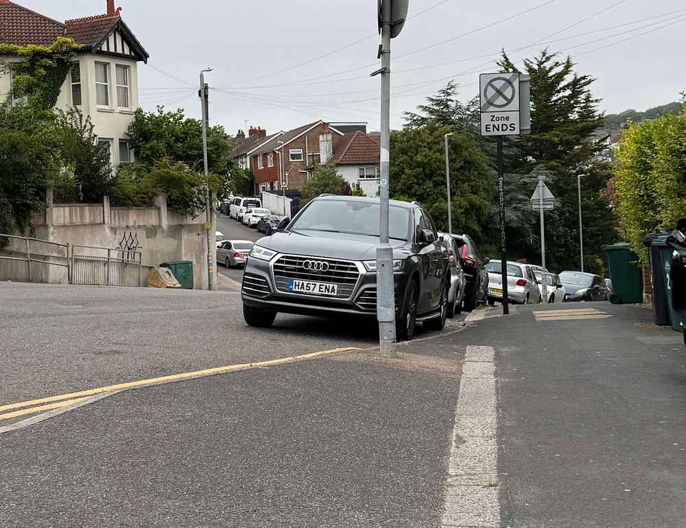 Photograph of HA57 ENA - a Grey Audi Q5 parked in Hollingdean by a non-resident who uses the local area as part of their Brighton commute. The seventh of ten photographs supplied by the residents of Hollingdean.