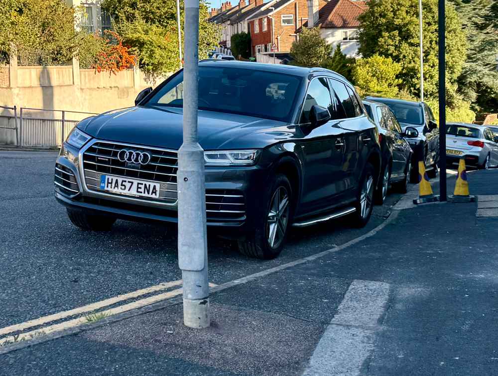 Photograph of HA57 ENA - a Grey Audi Q5 parked in Hollingdean by a non-resident who uses the local area as part of their Brighton commute. The ninth of nine photographs supplied by the residents of Hollingdean.