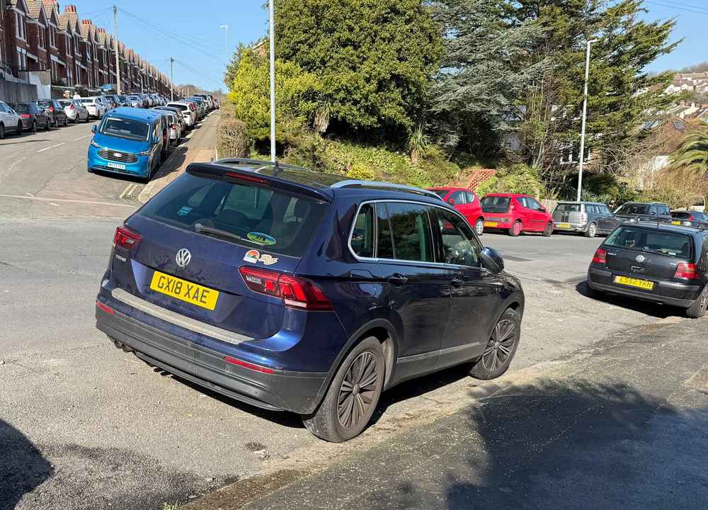 Photograph of GX18 XAE - a Blue Volkswagen Tiguan parked in Hollingdean by a non-resident who uses the local area as part of their Brighton commute. The twentieth of twenty photographs supplied by the residents of Hollingdean.