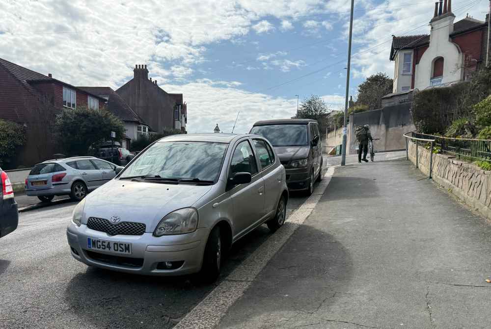 Photograph of WG54 OSM - a Silver Toyota Yaris parked in Hollingdean by a non-resident. The eighth of eight photographs supplied by the residents of Hollingdean.