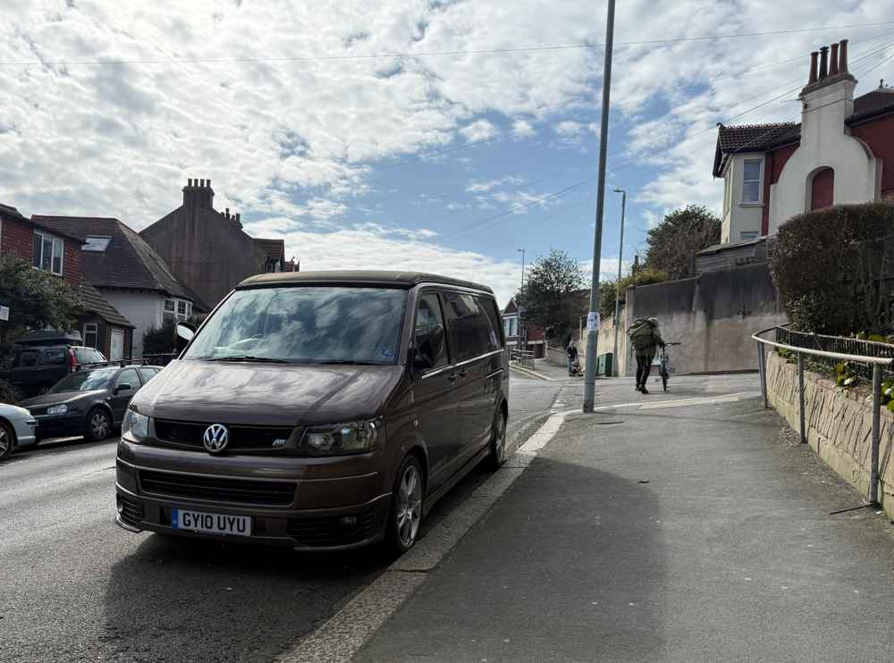 Photograph of GY10 UYU - a Brown Volkswagen Transporter camper van parked in Hollingdean by a non-resident. The twelfth of twelve photographs supplied by the residents of Hollingdean.