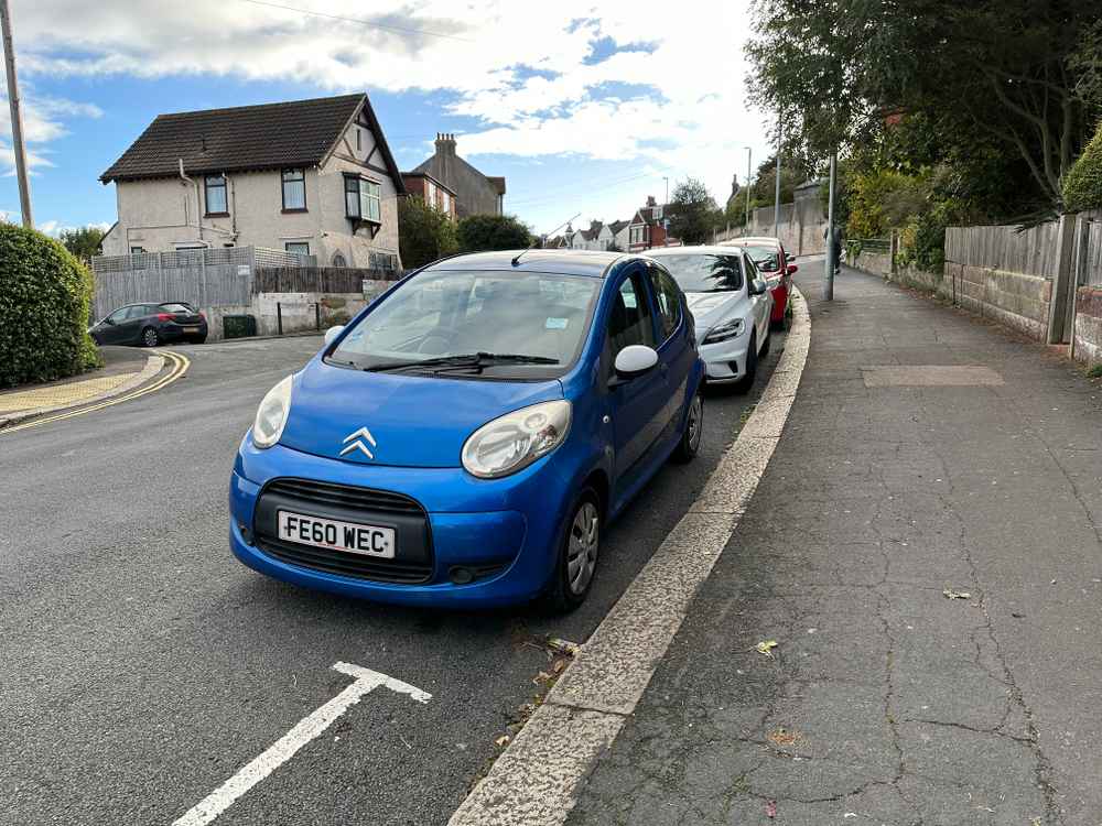 Photograph of FE60 WEC - a Blue Citroen C1 parked in Hollingdean by a non-resident. The third of thirteen photographs supplied by the residents of Hollingdean.