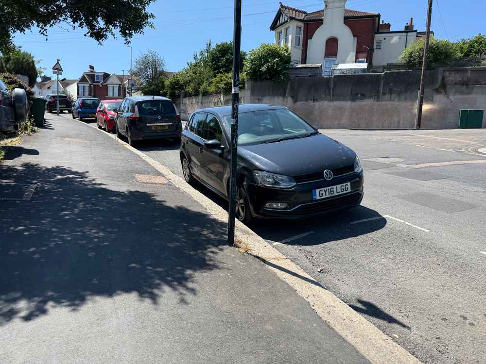 Photograph of GY16 LGG - a Black Volkswagen Polo parked in Hollingdean by a non-resident. The fourteenth of fourteen photographs supplied by the residents of Hollingdean.