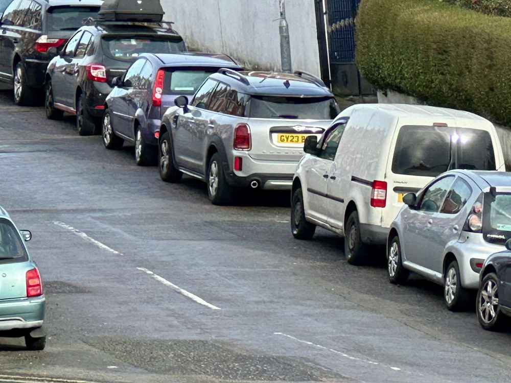 Photograph of GY23 BXF - a Grey Mini Countryman parked in Hollingdean by a non-resident who uses the local area as part of their Brighton commute. The eighth of thirty-three photographs supplied by the residents of Hollingdean.