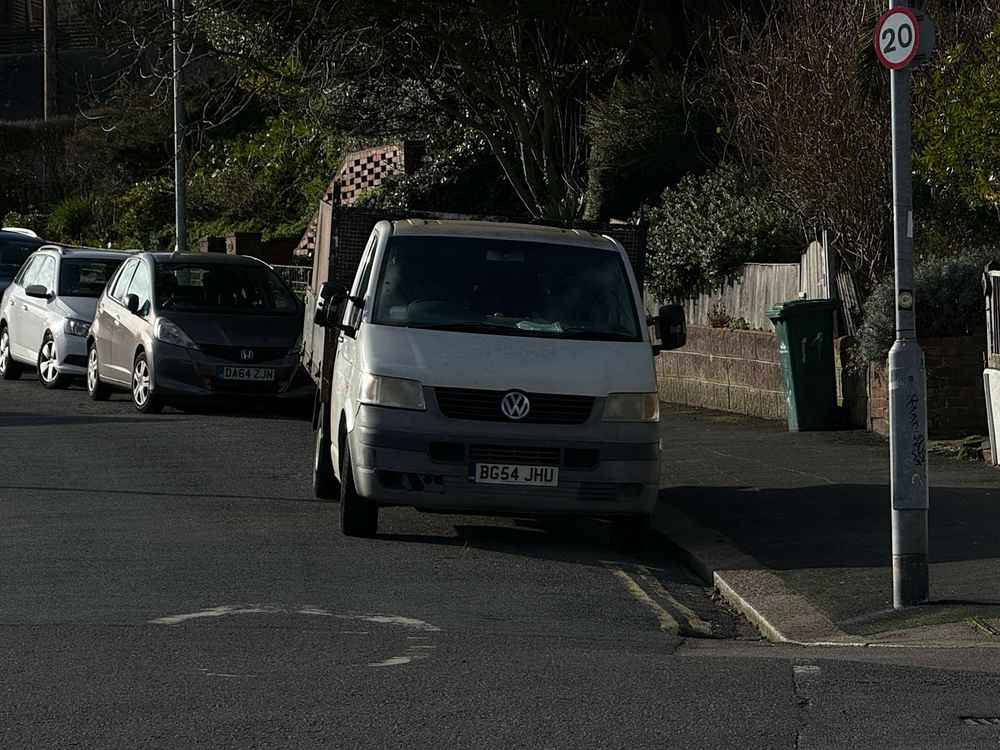 Photograph of BG54 JHU - a White Volkswagen T-Sporter parked in Hollingdean by a non-resident. The thirty-first of thirty-two photographs supplied by the residents of Hollingdean.