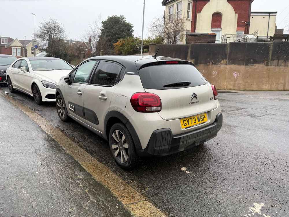 Photograph of GV73 WBP - a Grey Citroen C3 parked in Hollingdean by a non-resident who uses the local area as part of their Brighton commute. The twenty-sixth of twenty-six photographs supplied by the residents of Hollingdean.