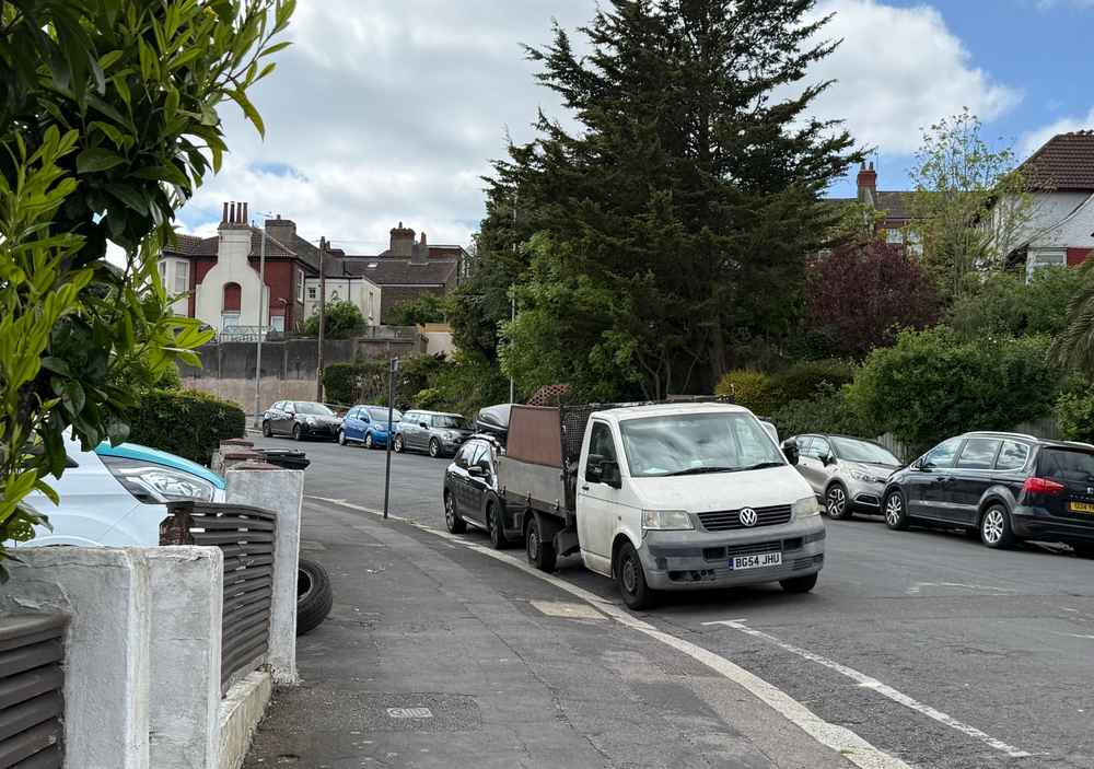 Photograph of BG54 JHU - a White Volkswagen T-Sporter parked in Hollingdean by a non-resident. The twenty-third of twenty-three photographs supplied by the residents of Hollingdean.