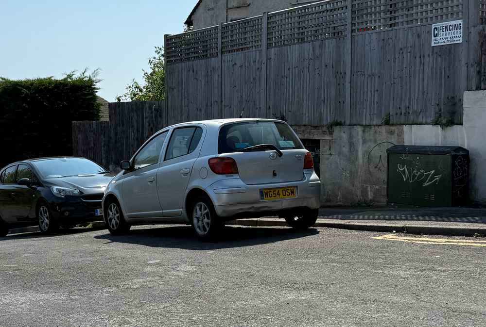 Photograph of WG54 OSM - a Silver Toyota Yaris parked in Hollingdean by a non-resident. The eleventh of eleven photographs supplied by the residents of Hollingdean.