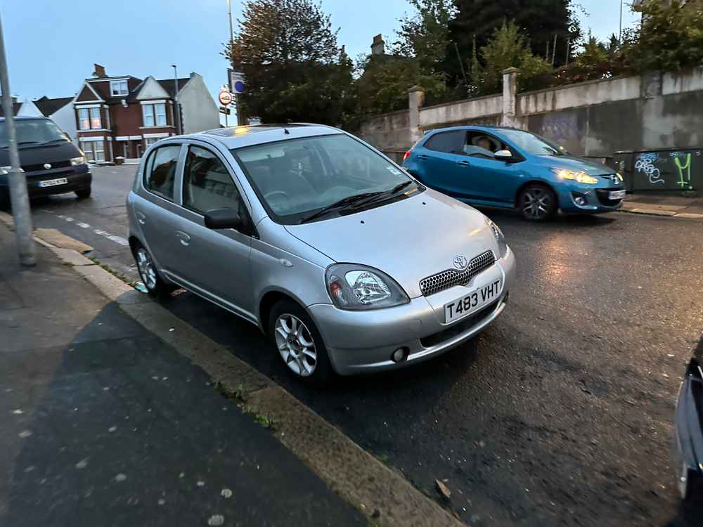 Photograph of T483 VHT - a Silver Toyota Yaris parked in Hollingdean by a non-resident. The eighth of fourteen photographs supplied by the residents of Hollingdean.