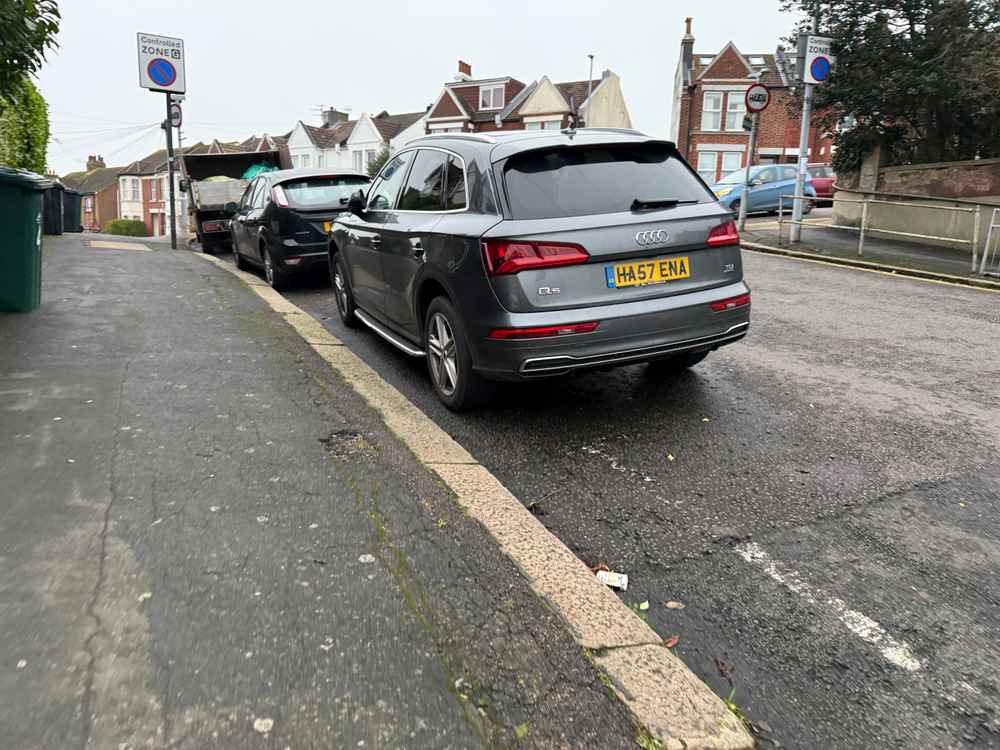 Photograph of HA57 ENA - a Grey Audi Q5 parked in Hollingdean by a non-resident who uses the local area as part of their Brighton commute. The fourth of four photographs supplied by the residents of Hollingdean.