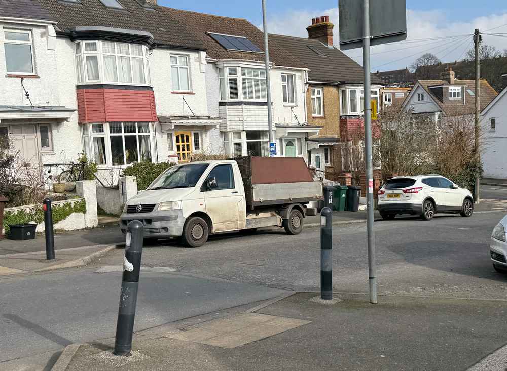 Photograph of BG54 JHU - a White Volkswagen T-Sporter parked in Hollingdean by a non-resident. The twentieth of twenty-one photographs supplied by the residents of Hollingdean.