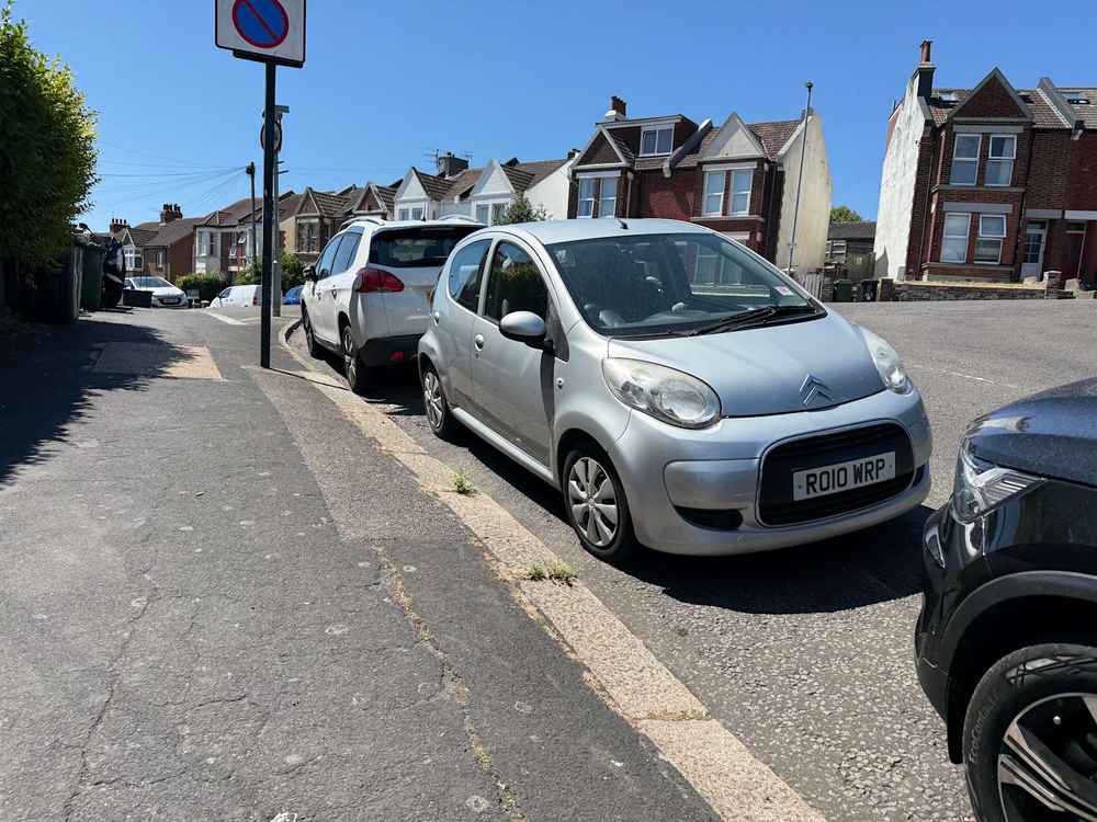 Photograph of RO10 WRP - a Silver Citroen C1 parked in Hollingdean by a non-resident. The fourth of four photographs supplied by the residents of Hollingdean.
