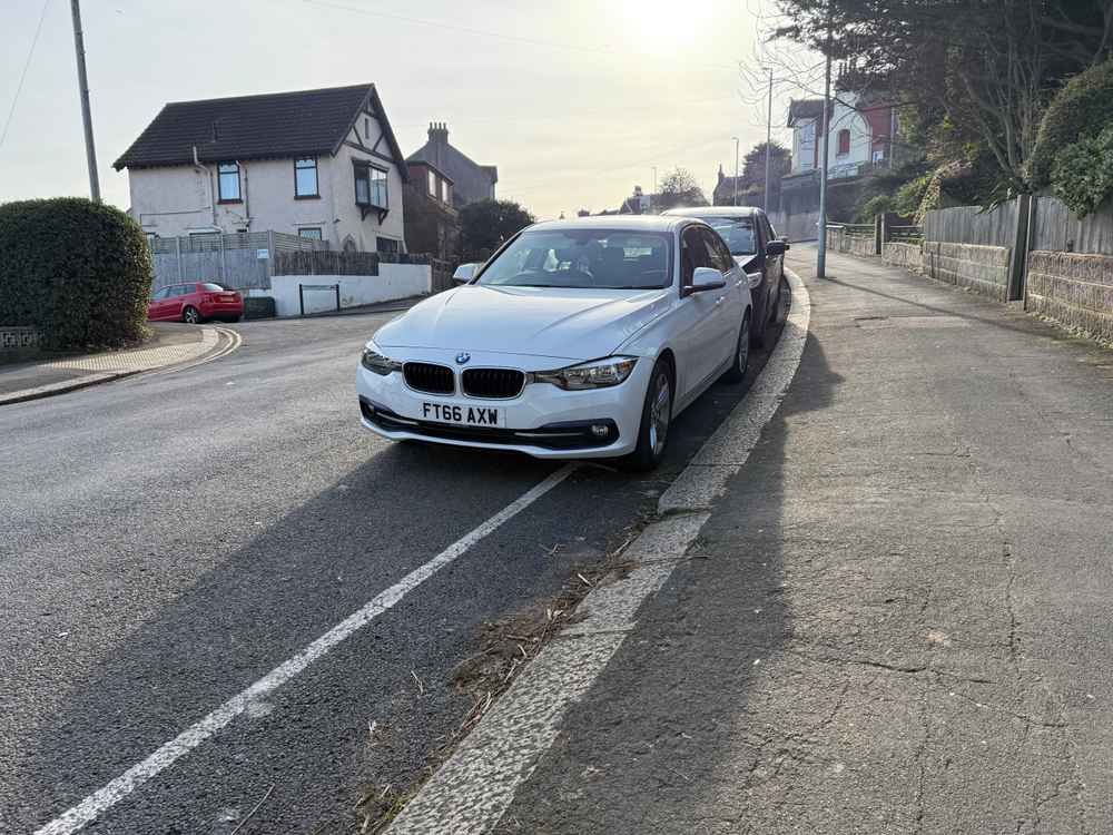 Photograph of FT66 AXW - a White BMW 3 Series parked in Hollingdean by a non-resident who uses the local area as part of their Brighton commute. The fourteenth of fourteen photographs supplied by the residents of Hollingdean.