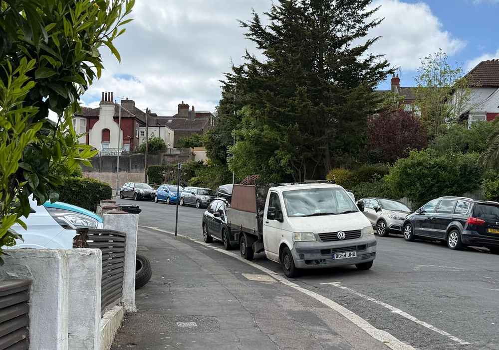 Photograph of BG54 JHU - a White Volkswagen T-Sporter parked in Hollingdean by a non-resident. The twenty-third of thirty-two photographs supplied by the residents of Hollingdean.