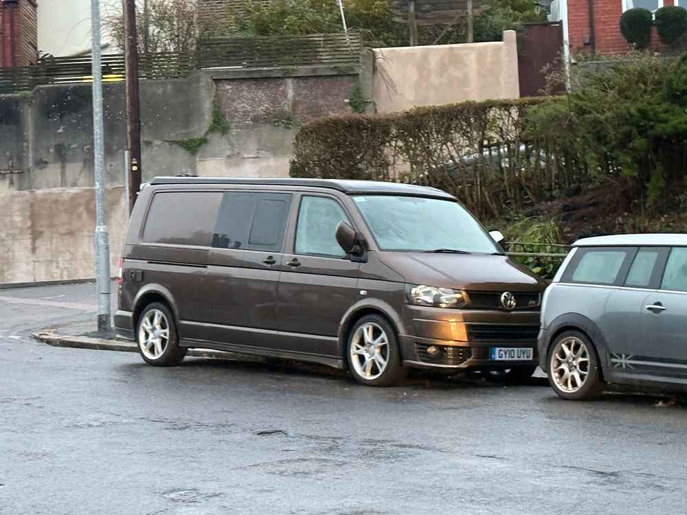 Photograph of GY10 UYU - a Brown Volkswagen Transporter camper van parked in Hollingdean by a non-resident. The eighth of sixteen photographs supplied by the residents of Hollingdean.