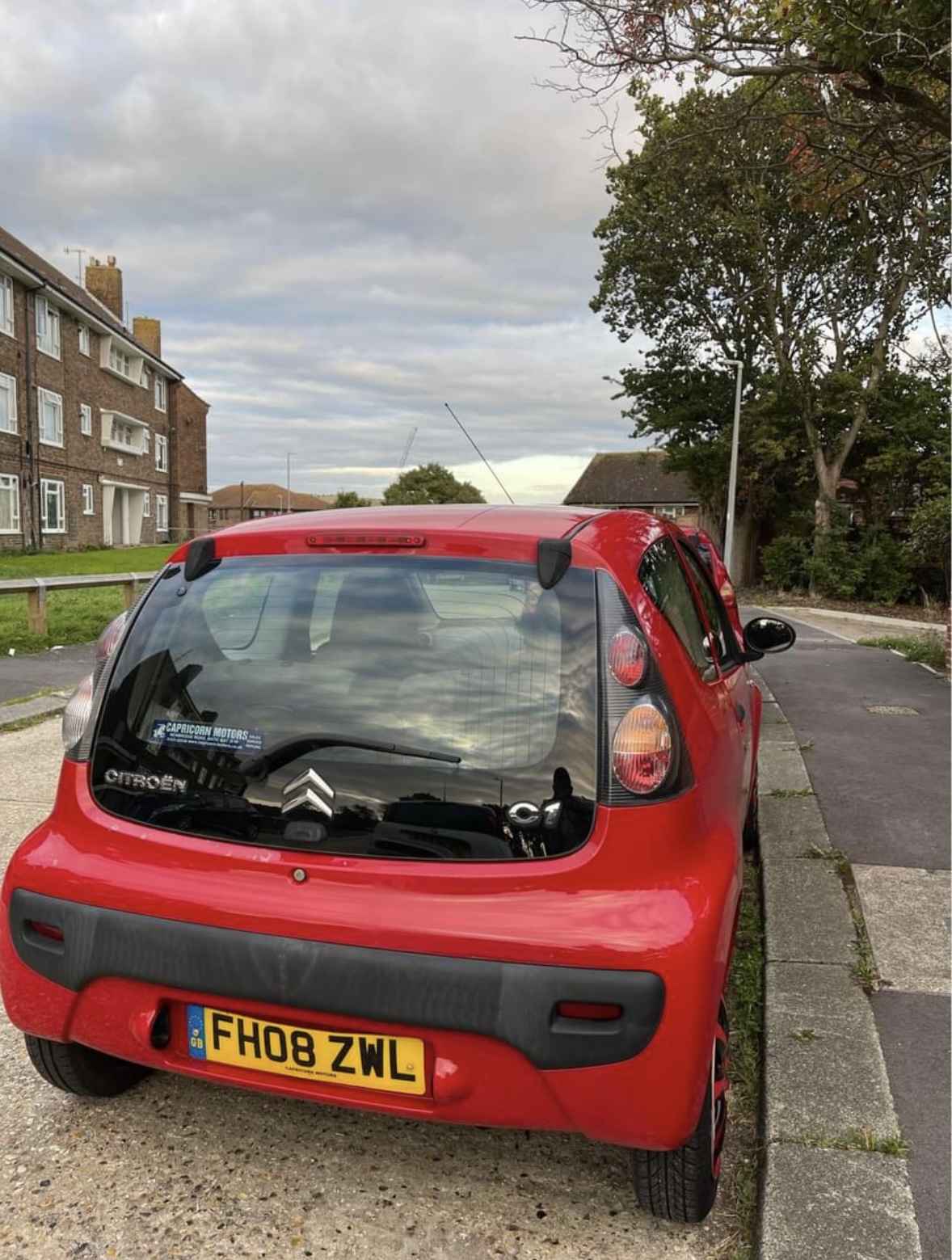 Photograph of FH08 ZWL - a Red Citroen C1 parked in Hollingdean by a non-resident and stored here whilst a dodgy car dealer attempts to sell it. The fourth of five photographs supplied by the residents of Hollingdean.