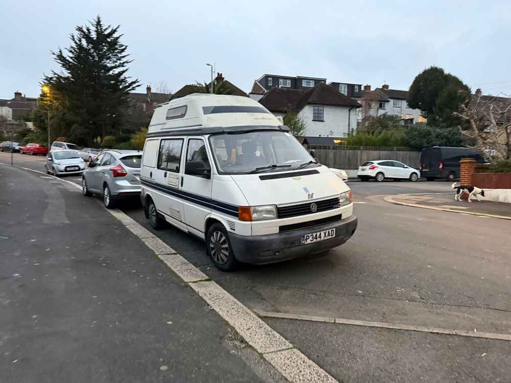 Photograph of P344 XAD - a Beige Volkswagen Transporter camper van parked in Hollingdean by a non-resident. The sixth of eight photographs supplied by the residents of Hollingdean.