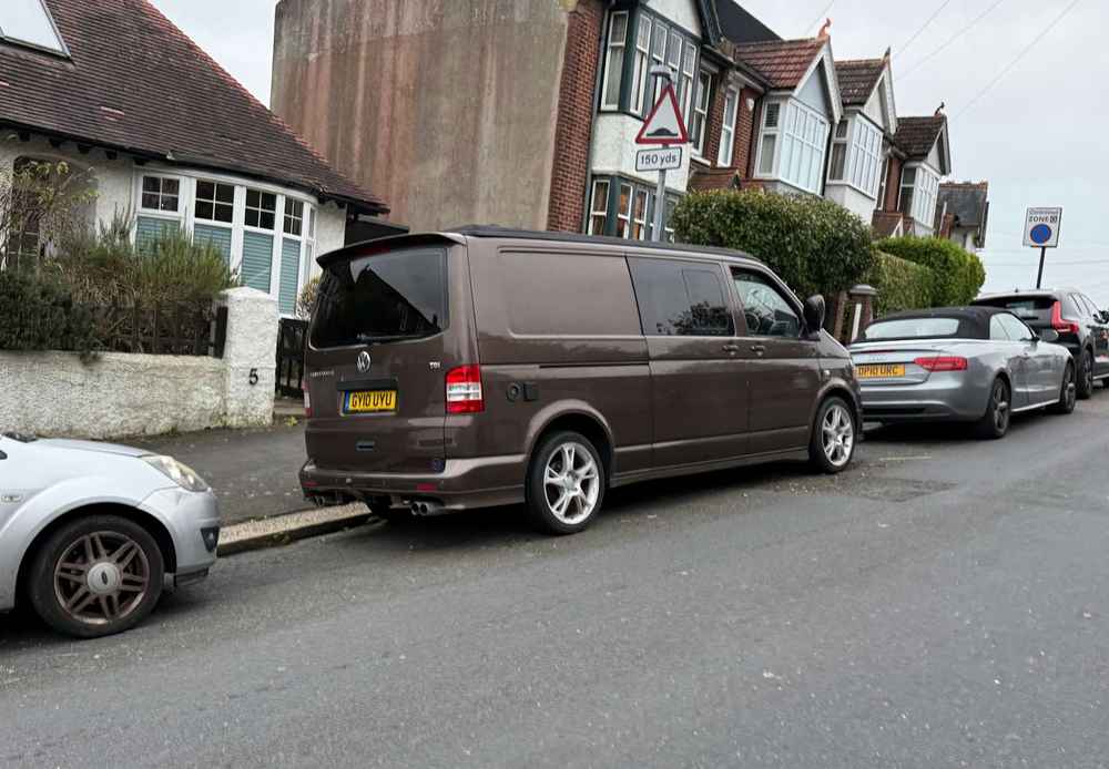 Photograph of GY10 UYU - a Brown Volkswagen Transporter camper van parked in Hollingdean by a non-resident. The seventh of sixteen photographs supplied by the residents of Hollingdean.
